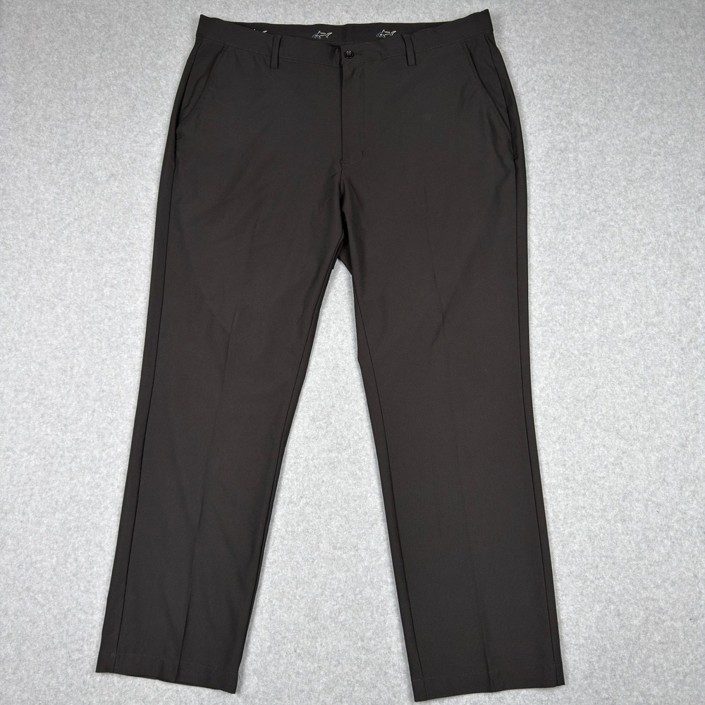 Greg Norman Shark Mens 38x30 Black Trousers Golf Performance Stretch Chino